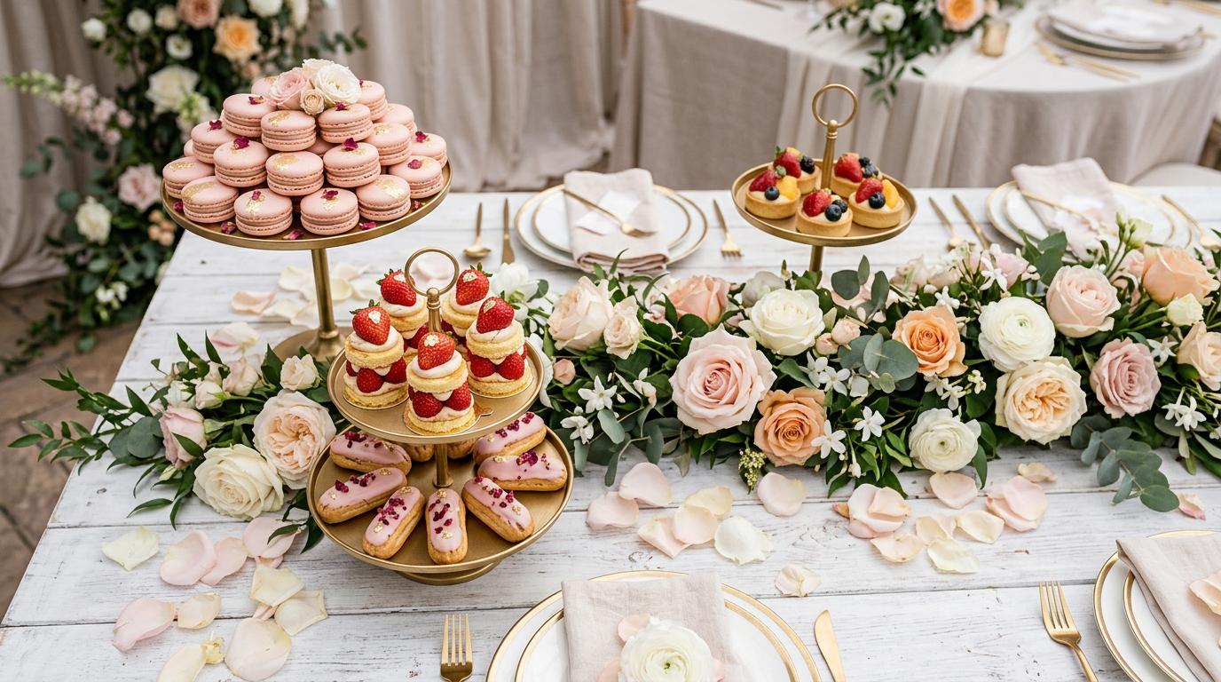 Feest styling met bloemen en gouden accenten